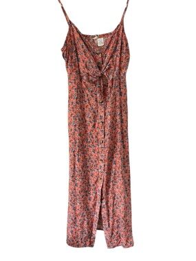 Mimi Chica Coral Floral Tie-Front Maxi Dress